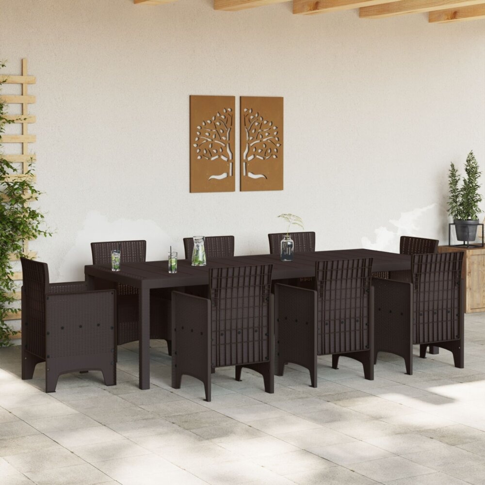VidaXL Tuin Tafel Bruin 250x100x73 cm Poly Rattan
