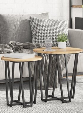 VidaXL Bijzettafel 2 stuks Artisan Eiken Geengineerd Hout en Metaal