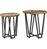 VidaXL Bijzettafel 2 stuks Oud Hout Geengineerd Hout en Metaal