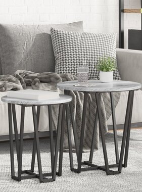 VidaXL Bijzettafels 2 Stuks Grijs Sonoma Hout en Metaal