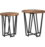 VidaXL Bijzettafel 2 stuks Gerookt Eiken Hout en Metaal