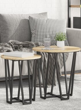 VidaXL Bijzettafel 2 stuks Sonoma Eiken Gelaagd Hout en Metaal