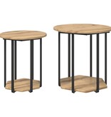 VidaXL Bijzettafel 2 stuks Artisan Eiken Geengineerd Hout en Metaal