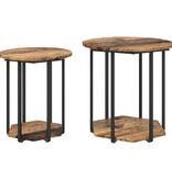 VidaXL Bijzettafeltjes 2 stuks Oud Hout Combinatie van Hout en Metaal