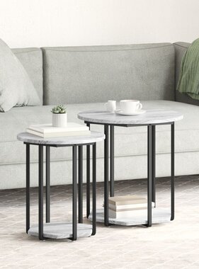 VidaXL Bijzettafel 2 stuks Grijs Sonoma Gelaagd Hout en Metaal