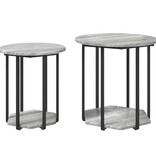 VidaXL Bijzettafel 2 stuks Grijs Sonoma Gelaagd Hout en Metaal