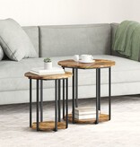 VidaXL Bijzettafel 2 stuks Gerookt Eiken Geengineerd Hout en Metaal