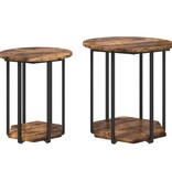 VidaXL Bijzettafel 2 stuks Gerookt Eiken Geengineerd Hout en Metaal