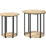 VidaXL Bijzettafeltjes 2 stuks Sonoma Eiken Geengineerd Hout en Metaal