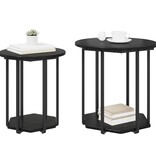 VidaXL Bijzettafel 2 stuks Zwart Eiken Geengineerd Hout en Metaal