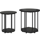 VidaXL Bijzettafel 2 stuks Zwart Eiken Geengineerd Hout en Metaal