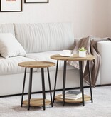 VidaXL Bijzettafel Set van 2 in Artisan Eiken met Houten en Metalen Onderstel