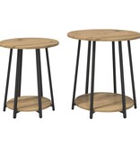 VidaXL Bijzettafel Set van 2 in Artisan Eiken met Houten en Metalen Onderstel