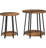 VidaXL Bijzettafel 2 stuks Oude Hout Geengineerd Hout en Metaal