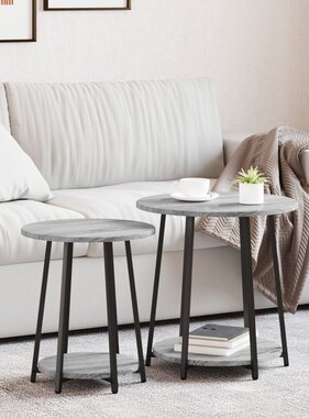 VidaXL Bijzettafel 2 stuks Grijs Sonoma Engineered Hout en Metaal