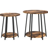 VidaXL Bijzettafels 2 stuks Gerookt Eiken Hout en Metaal