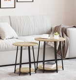 VidaXL Bijzettafelset van 2 - Sonoma Eiken, Gelaagd Hout en Metaal