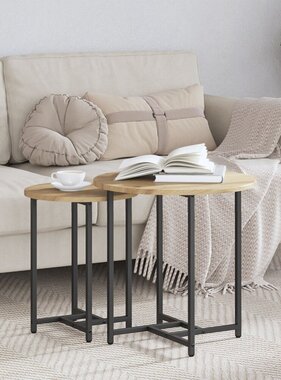 VidaXL Bijzettafel 2 stuks Artisan Eiken Hout en Metaal