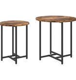 VidaXL Bijzettafel Set van 2 Gerookt Eiken Saemelproduct en Metaal
