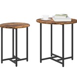 VidaXL Bijzettafel Set van 2 Gerookt Eiken Saemelproduct en Metaal