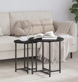 VidaXL Bijzettafels Set van 2 Zwart Eiken Hout en Metaal