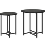 VidaXL Bijzettafels Set van 2 Zwart Eiken Hout en Metaal