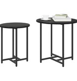 VidaXL Bijzettafels Set van 2 Zwart Eiken Hout en Metaal