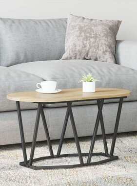 VidaXL Salontafel Sonoma Eiken 80x40x40,5 cm Gelaagd Hout en Metaal