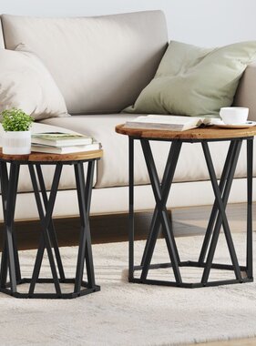 VidaXL Bijzettafels 2 Stuks Oud Hout Geengineerd Hout