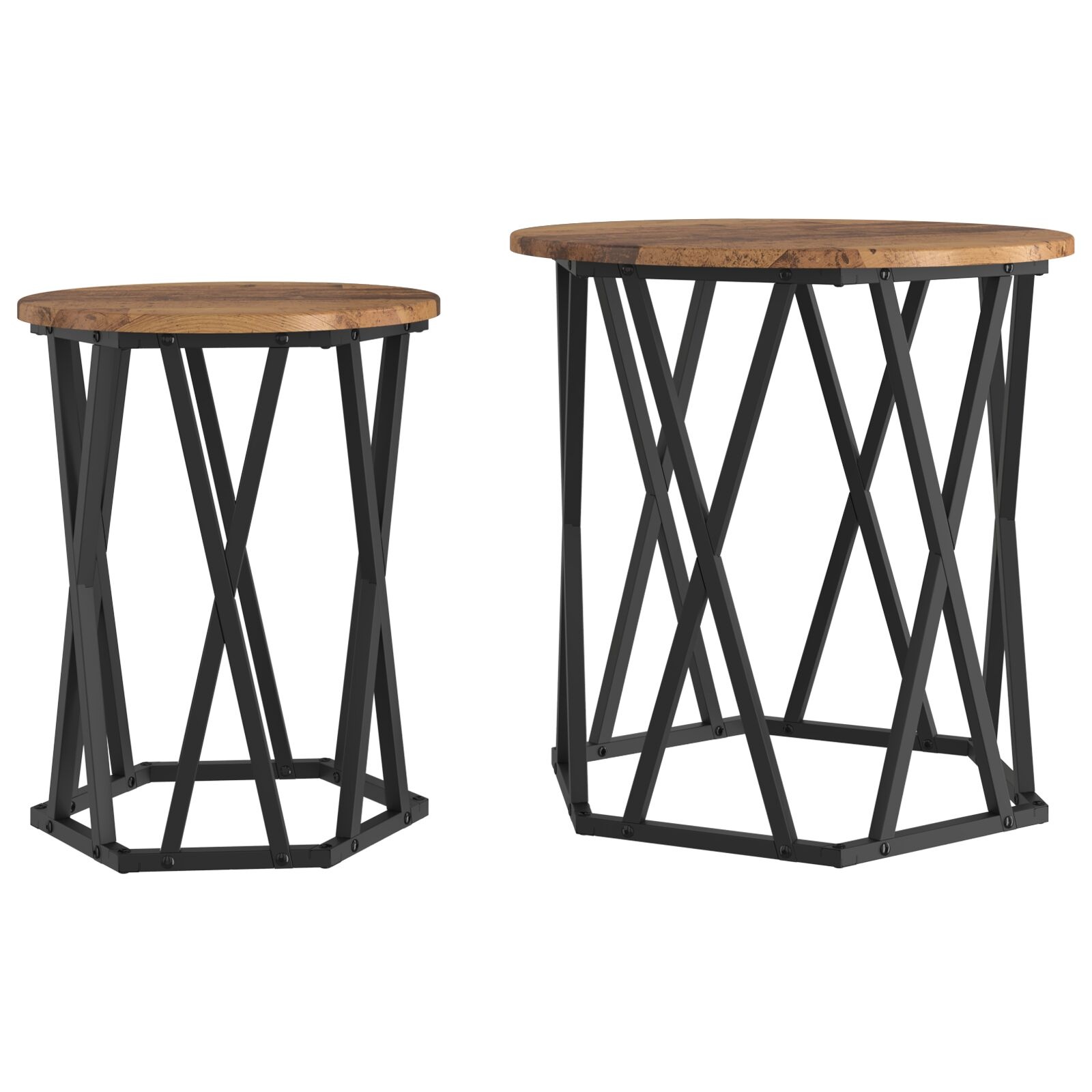 VidaXL Bijzettafels 2 Stuks Oud Hout Geengineerd Hout