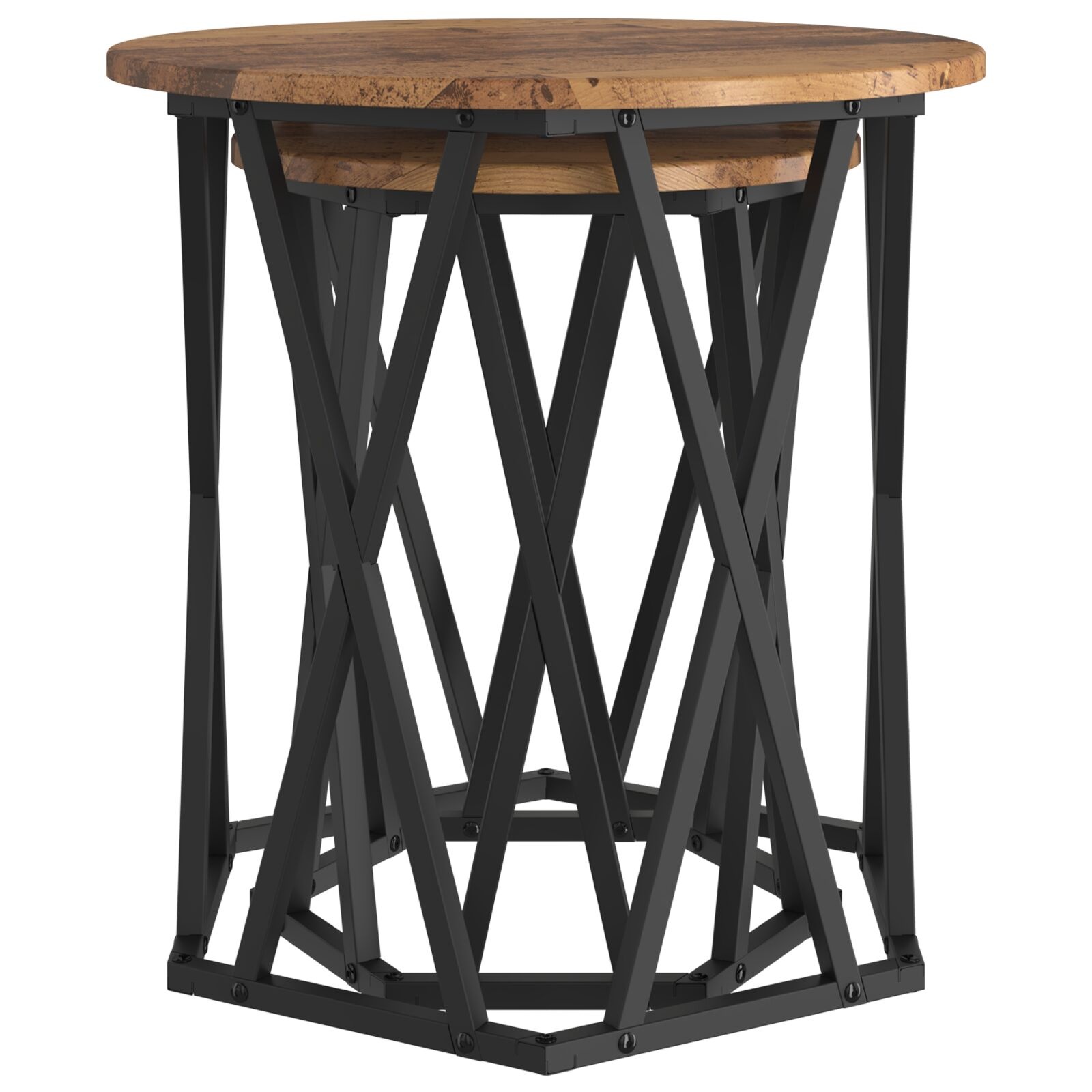 VidaXL Bijzettafels 2 Stuks Oud Hout Geengineerd Hout