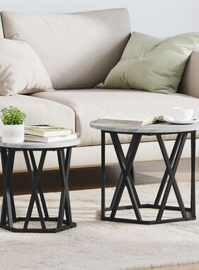 VidaXL Bijzettafels 2 stuks Grijs Sonoma Kunststof Hout