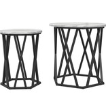 VidaXL Bijzettafels 2 stuks Grijs Sonoma Kunststof Hout