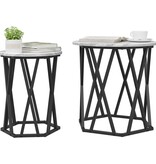 VidaXL Bijzettafels 2 stuks Grijs Sonoma Kunststof Hout