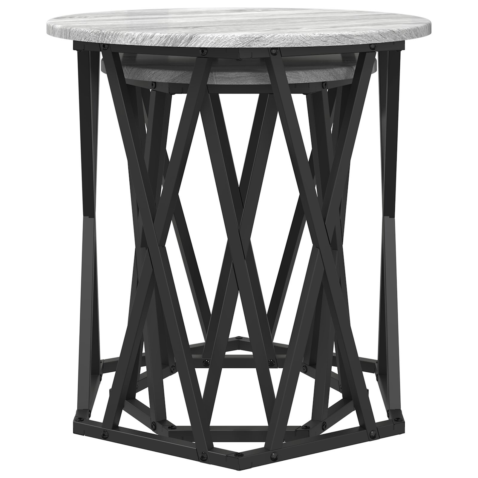 VidaXL Bijzettafels 2 stuks Grijs Sonoma Kunststof Hout