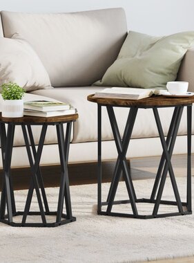 VidaXL Bijzettafels 2 stuks Gerookt Eiken Geengineerd Hout