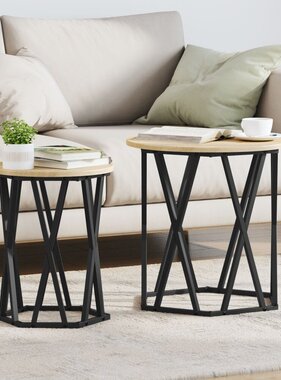 VidaXL Bijzettafels 2 stuks Sonoma Eiken Vervaardigd Hout