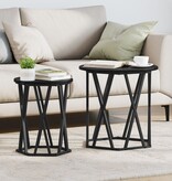 VidaXL Bijzettafels 2 Stuks Zwart Eiken Geengineerd Hout