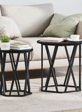 VidaXL Bijzettafels 2 Stuks Zwart Eiken Geengineerd Hout