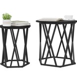 VidaXL Bijzettafels 2 Stuks Zwart Eiken Geengineerd Hout