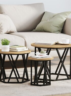 VidaXL Nesting Bijzettafels 3 stuks Artisan Eiken Engineered Hout