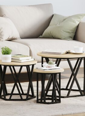 VidaXL Nesting Bijzettafels 3 stuks Sonoma Eiken Geengineerd Hout