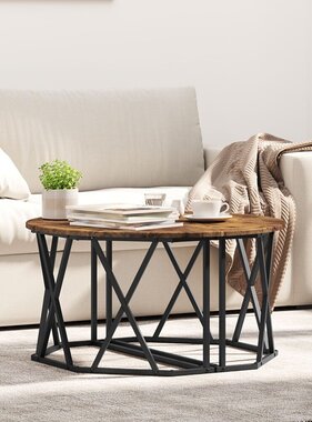 VidaXL Salontafel Gerookt Eiken 80x80x42 cm Gelaagd Hout