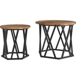 VidaXL Nesting Bijzettafels 2 stuks Oud Hout Gegoten Hout