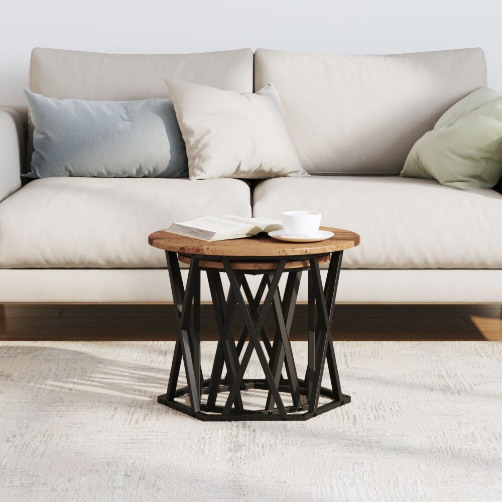 VidaXL Nesting Bijzettafels 2 stuks Oud Hout Gegoten Hout