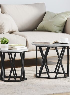 VidaXL Bijzettafels Set van 2 Grijs Sonoma Gelaagd Hout