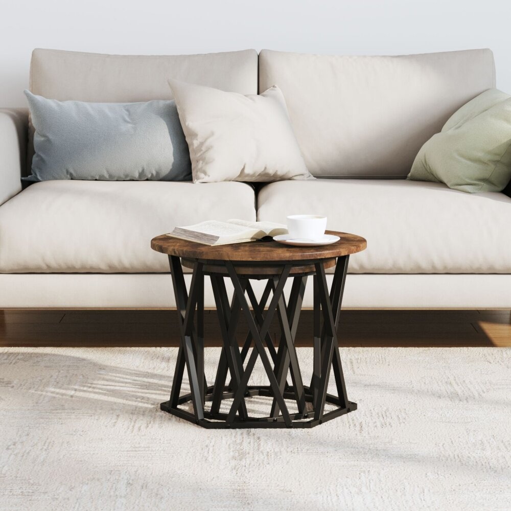 VidaXL Nesting Bijzettafels 2-delige Set Gerookt Eiken MDF