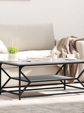 VidaXL Salontafel met Plank Grijs Sonoma 90x50x40 cm Bewerkt Hout