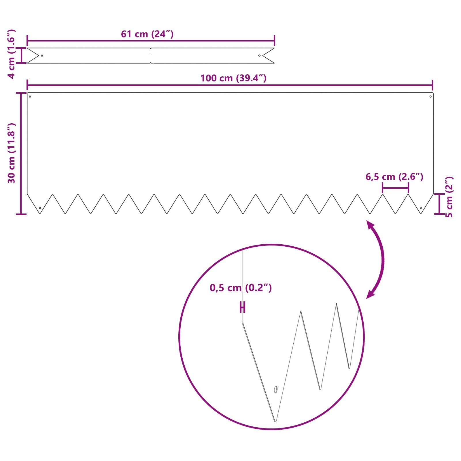 VidaXL Gazonrand 20 stuks Anthraciet 100x0,5x30 cm Staal