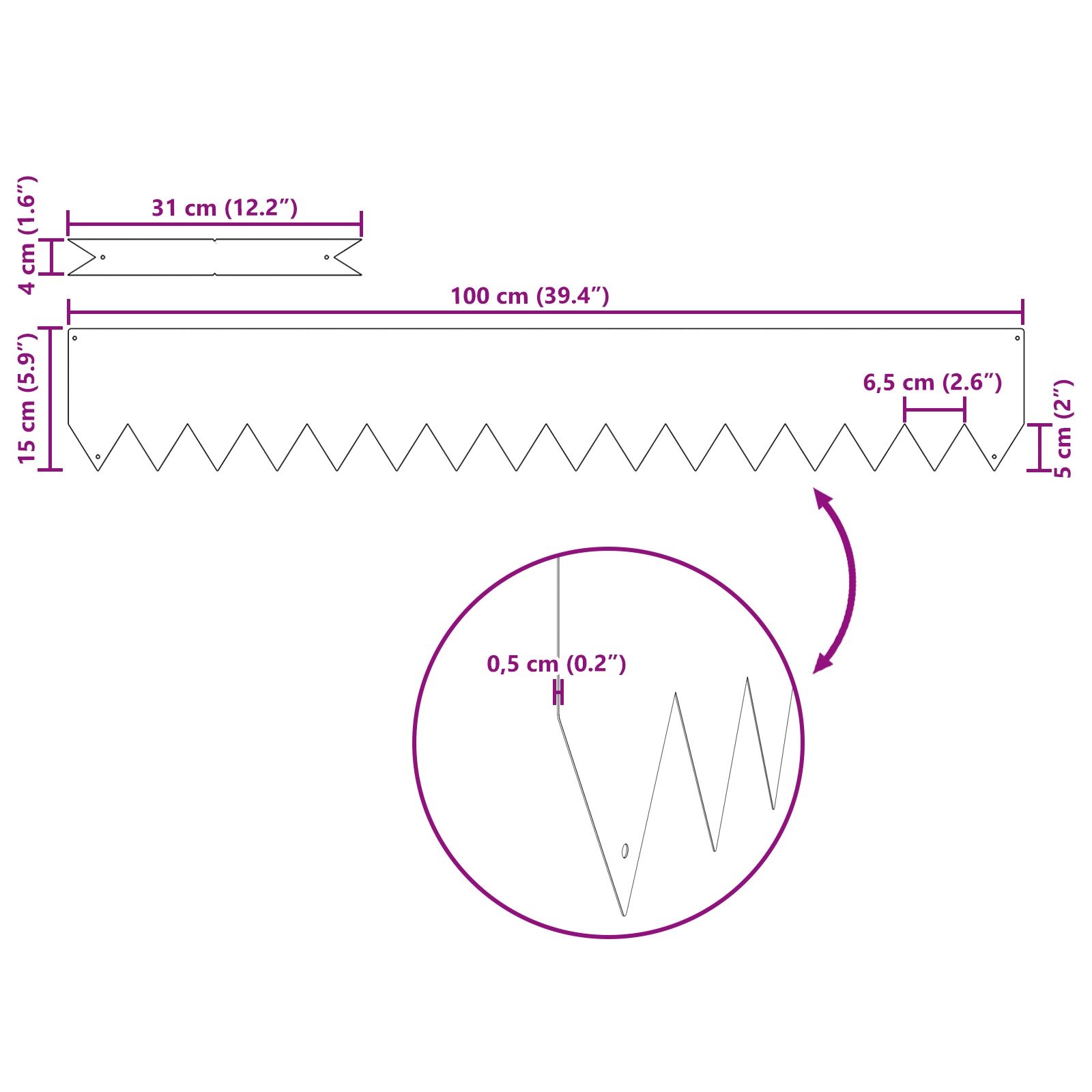 VidaXL Grasrand 10 stuks Olijfgroen 100x0,5x15 cm Staal